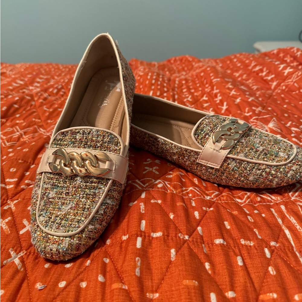 PATRIZIA BOUCLE LOAFERS by Spring Step multicolored with gold detailing 10W